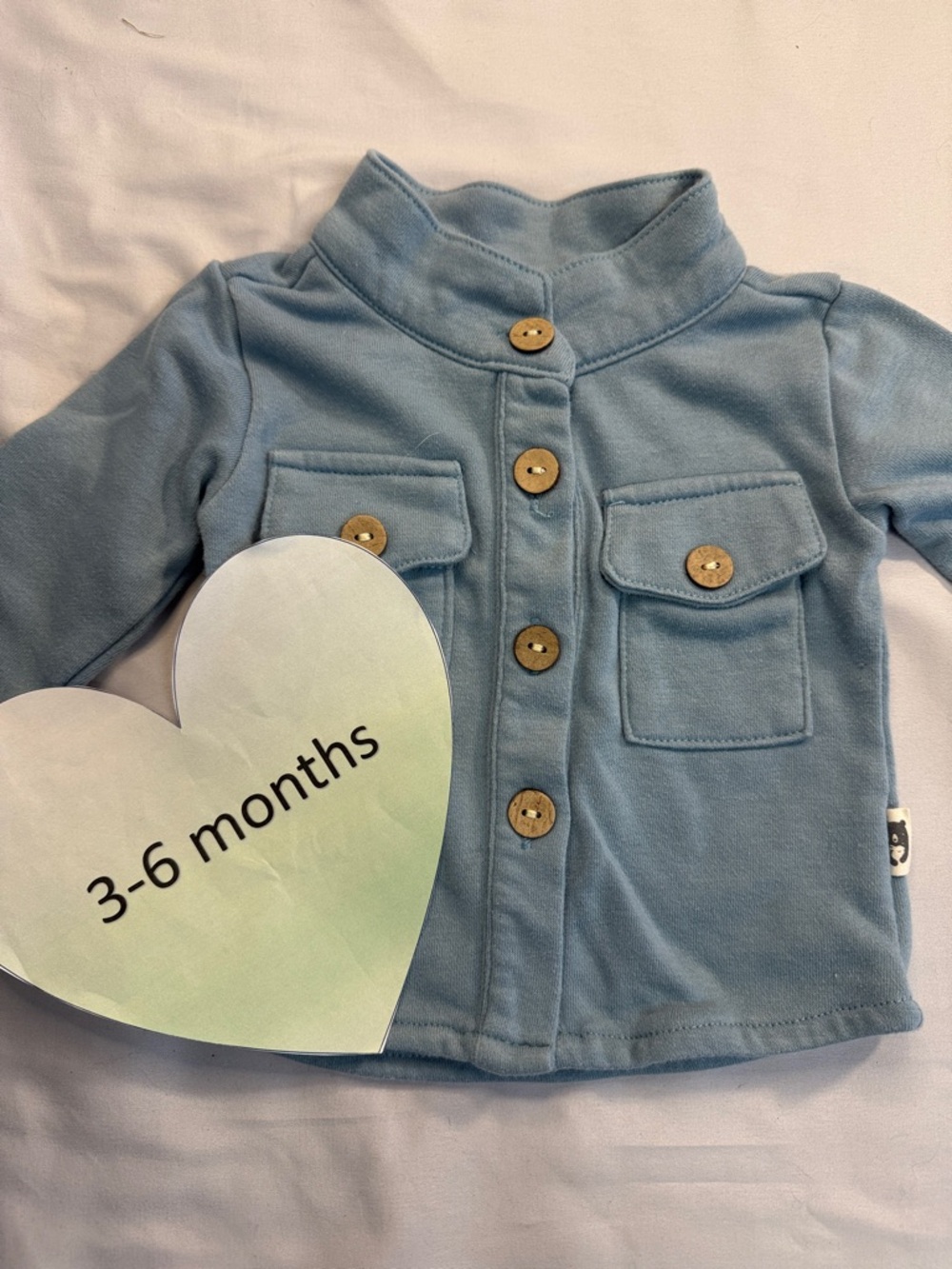 Rabbit + Bear - Organic cotton Blue Button-Up Baby Jacket/Sweater